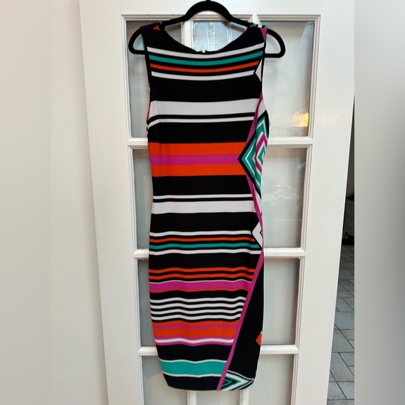 Vintage Y2K Cache Bright Retro Cocktail Party Midi Dress Size 6 Small S - Picture 1 of 11